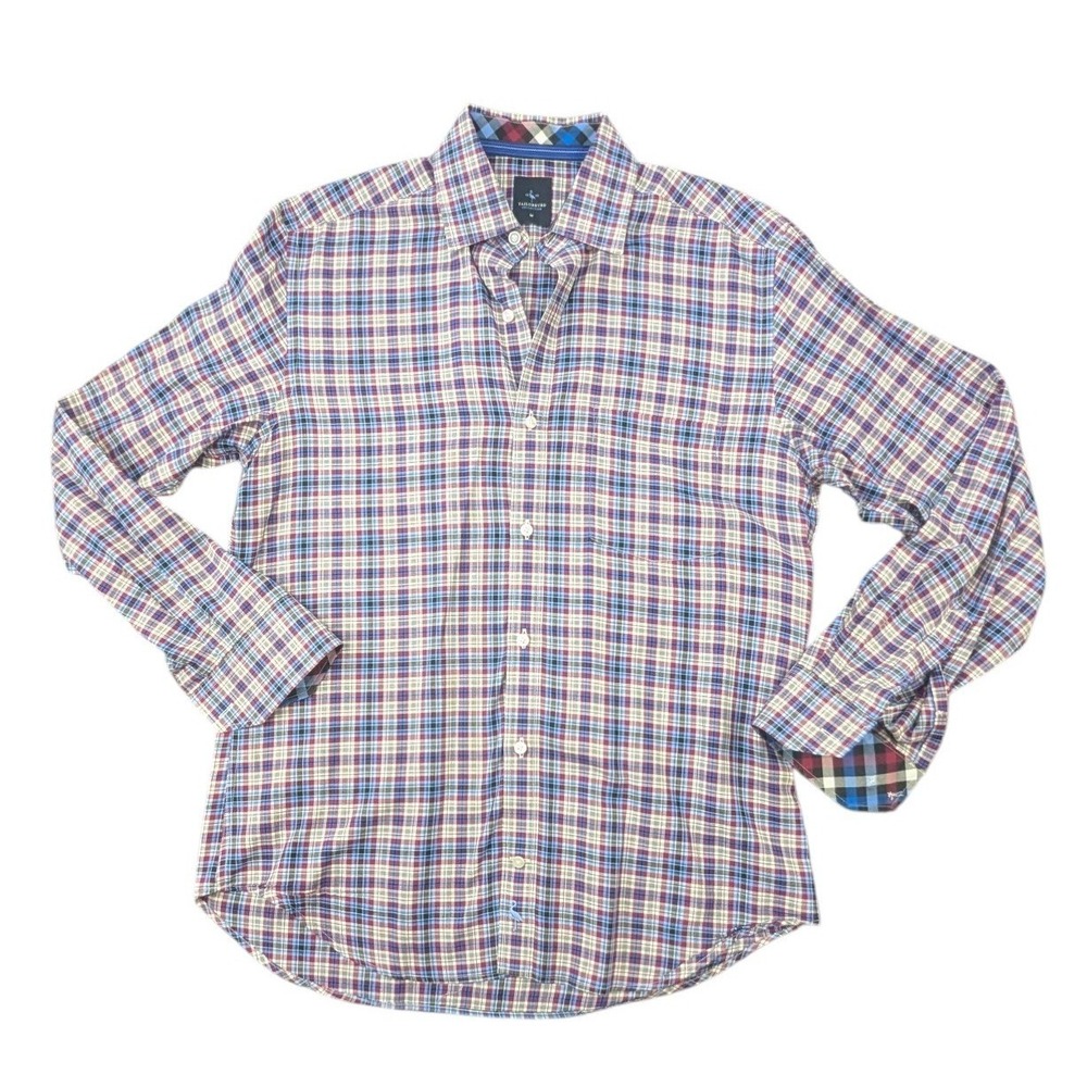 TailorByrd Collection Mens Plaid Button Down Shirt M Cotton Long Sleeve